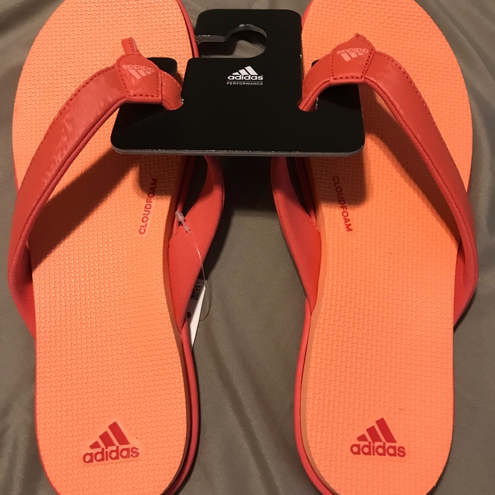 Adidas peach colored flip-flops Cushion sole 11